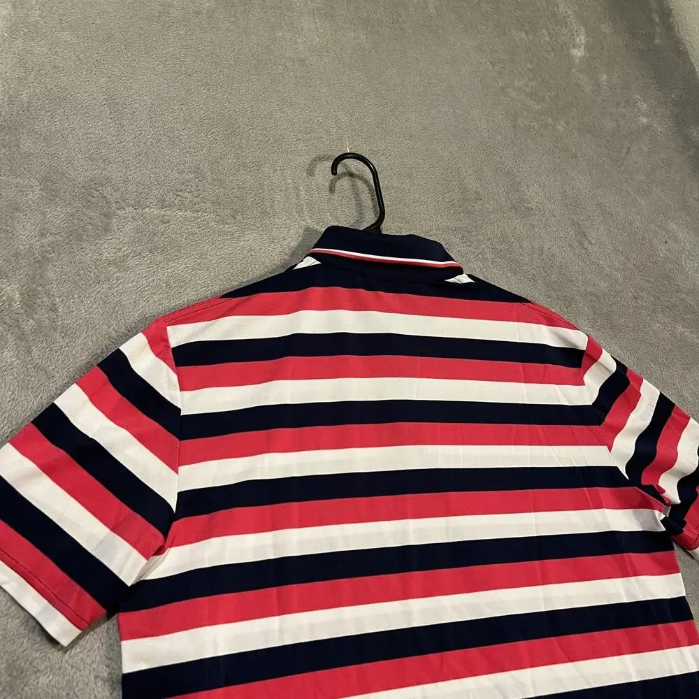 RLX Ralph Lauren Polo Shirt Mens XL Blue Red White Stripe Golf USA